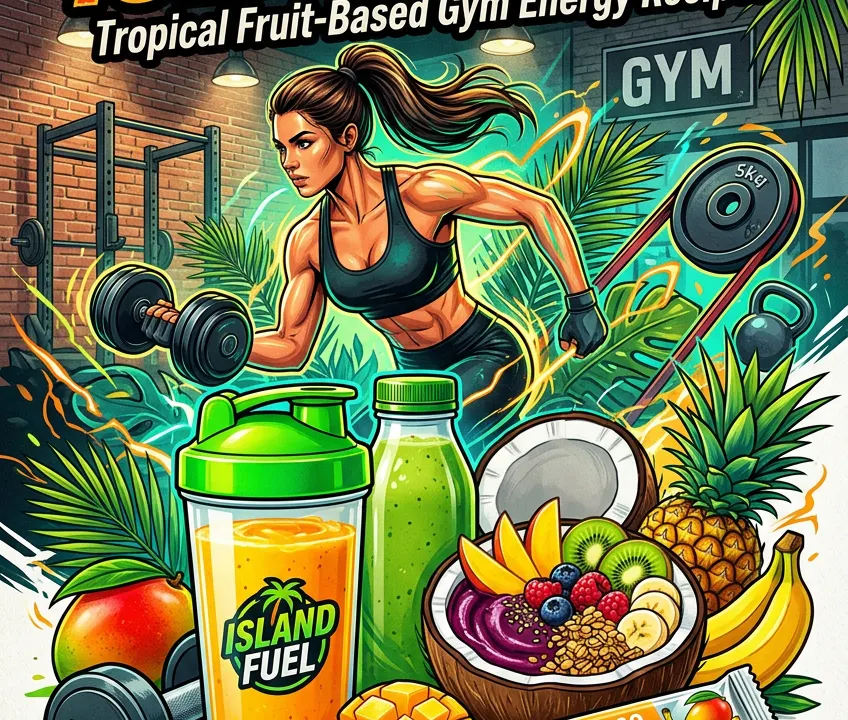 Island Fuel ebook cover — 40 Tropical Fruit-Based Gym Energy Recipes